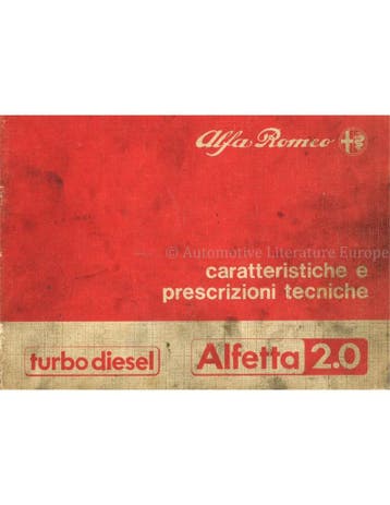 1982 ALFA ROMEO ALFETTA 2.0 TURBO DIESEL KARAKTERISTISCHE
