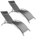tectake 2 aluminium ligstoelen, 5-traps - grijs, Verzenden, Nieuw