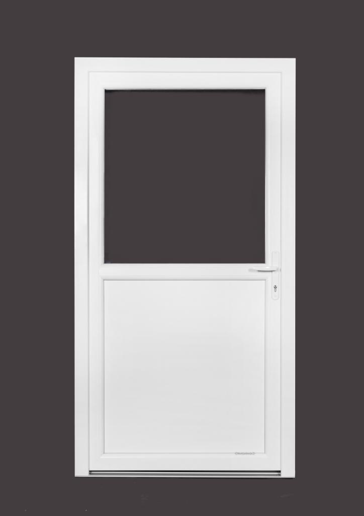 PVC Deur 1/2 glas Premium b120xh208 cm wit R, Doe-het-zelf en Bouw, Deuren en Vliegenramen, Nieuw, Glas, Kunststof, Metaal, Buitendeur