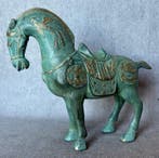 Statue, Tang-Dynasty stijl paard 26 cm - 22 cm - Bronze, Antiquités & Art