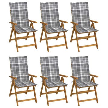 vidaXL Inklapbare stoelen 6 st met kussens massief, Verzenden, Nieuw