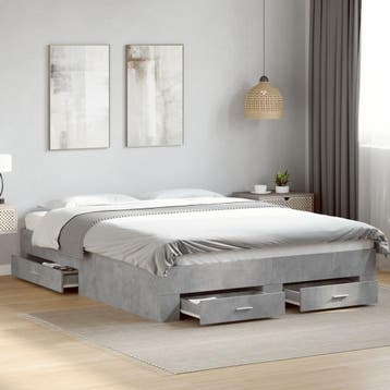 vidaXL Bedframe met lades bewerkt hout betongrijs 160x200 cm, Huis en Inrichting, Verzenden, Nieuw