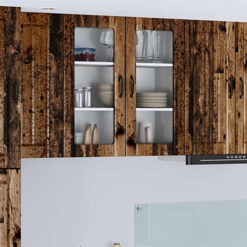 vidaXL Wandglas Kasten LUCCA Oud hout 80 x 31 x 80 cm, Verzenden