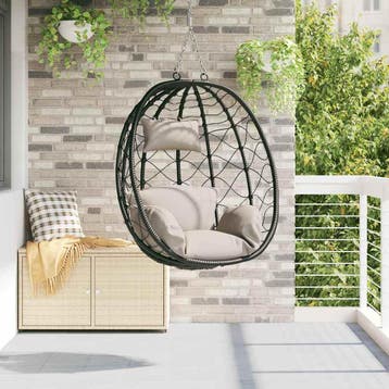 vidaXL Hangende ei-stoel poly rattan 91 x 54,5 x 107 cm, Verzenden