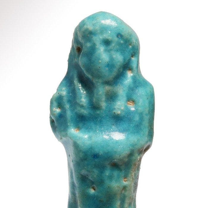 Oud-Egyptisch Faience Shabti met hiërogliefen, Antiek en Kunst, Antiek | Overige Antiek