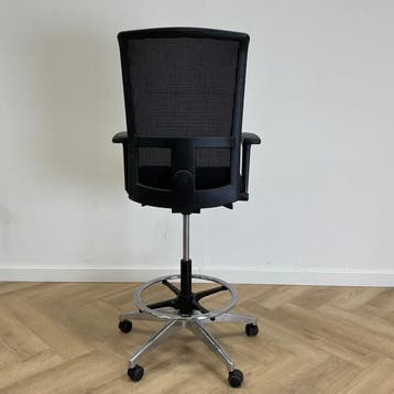 Interstuhl balie / werkstoel + gaasrug, zwart, Ergonomisch, Gebruikt, Zwart, Bureaustoel