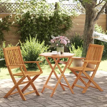 vidaXL 3-delige Bistroset inklapbaar massief acaciahout, Tuin en Terras, Tuinsets en Loungesets, Verzenden, Nieuw