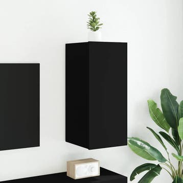 vidaXL Tv-wandmeubel met LED-verlichting 30,5x35x70 cm zwart, Huis en Inrichting, Verzenden, Nieuw