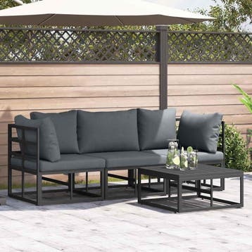 vidaXL Tuinbank Set 4 pcs Zwart Metaal, Verzenden