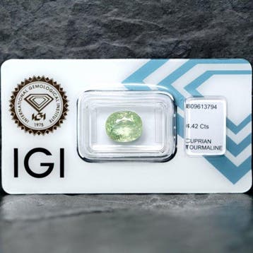 Zonder minimumprijs - 1 pcs Groen, Geel Paraiba toermalijn -, Handtassen en Accessoires, Edelstenen, Nieuw
