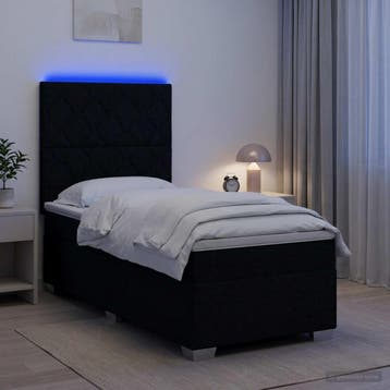 vidaXL Boxspringbed met matras met hoofdeinde Zwart 90 x 200, Verzenden