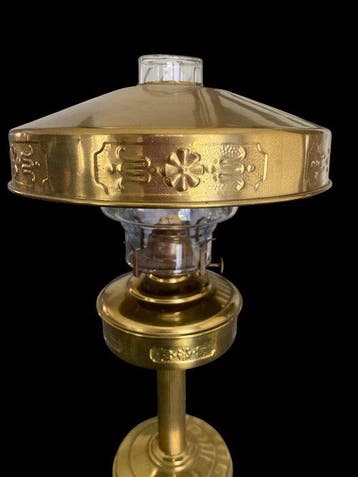 Petroleumlamp - Messing, Glas - olielamp