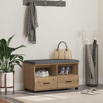 vidaXL Hallenbank Artisan Eik 80 x 38 x 46 cm Geengineerd, Verzenden