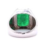 Bague Platine - 7.06ct. tw. Émeraude - Diamant - SON