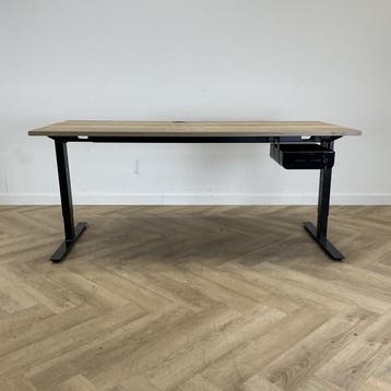 verstelbaar bureau met persoonlijke lade 180x80 cm, natuur, Huis en Inrichting, Bureaus, In hoogte verstelbaar, Gebruikt