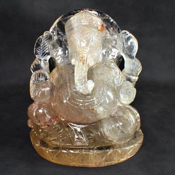 Beeld, Big Genuine Clear Quartz Carved Divine Lord Ganesha, Verzamelen, Mineralen en Fossielen