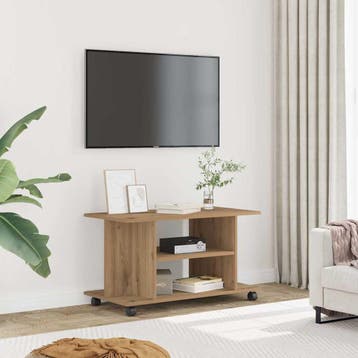 vidaXL Tv-meubel met wieltjes 80x40x45cm bewerkt hout, Huis en Inrichting, Verzenden, Nieuw
