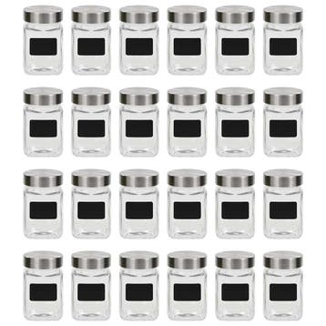 vidaXL Opbergpotten met stickers 24 st 300 ml, Verzenden, Nieuw