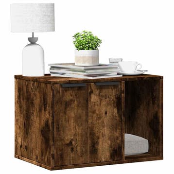 vidaXL Kattenbakkast 60x40x40 cm bewerkt hout gerookt, Verzenden