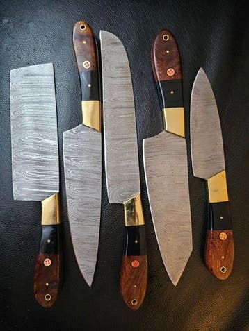 Keukenmes - Chefs knife - hout, hars en handgemaakt, Antiquités & Art, Antiquités | Ustensiles de cuisine