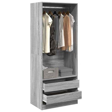 vidaXL Kledingkast 80x50x200 cm bewerkt hout grijs sonoma, Verzenden
