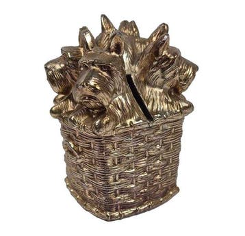 Tirelire - Panier avec 5 terriers écossais - Still Bank -
