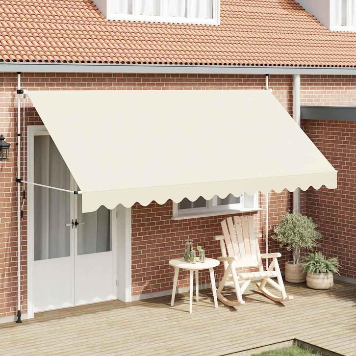 vidaXL Luifel handmatig uittrekbaar 400 cm crème, Tuin en Terras, Zonneschermen, Nieuw, Verzenden