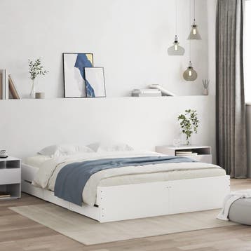 vidaXL Bedframe met lades bewerkt hout wit 140x200 cm, Huis en Inrichting, Slaapkamer | Bedden, Verzenden, Nieuw