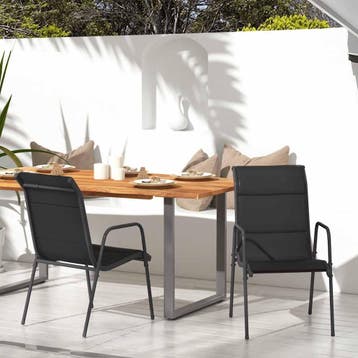 vidaXL Tuinstoelen 2 st staal en textileen zwart, Verzenden