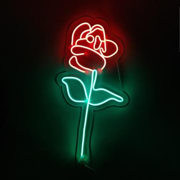 Roos Neon Bord Trouwerij Liefde Bloem Lamp LED 55cm, Verzamelen, Verzenden, Nieuw