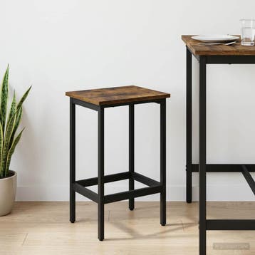 vidaXL Barkruk Gerookt eiken 40 x 32 x 74 cm Bewerkt hout, Verzenden, Nieuw