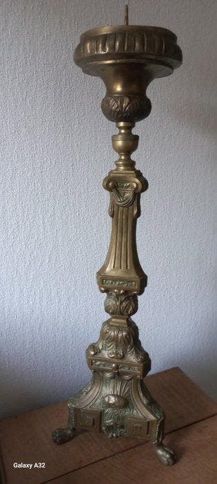 Kandelaar - Koper - Groot Kerkkandelaar - 88 cm - 2,8 kg, Antiek en Kunst