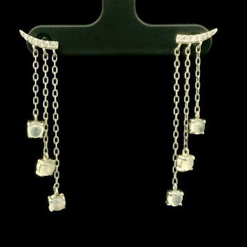 Jade - Argent, Boucles doreilles à pampilles en argent S925