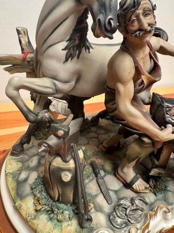 Capodimonte - M. Lory - Statue, Smid met paard - 32 cm -, Antiquités & Art