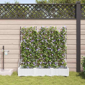 vidaXL Plantenbak 3 st Wit 120 x 40 x 126 cm PP, Tuin en Terras, Verzenden, Nieuw
