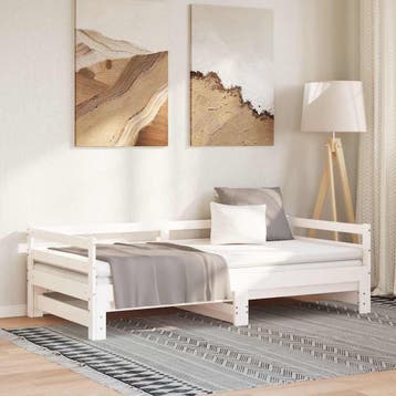 vidaXL Uitschuifbare slaapbank zonder matras 80x200 cm wit, Huis en Inrichting, Verzenden, Nieuw