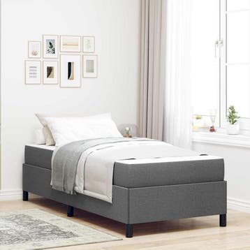 vidaXL Boxspring bed met matras Donkergrijs 90 x 190 cm Stof, Verzenden