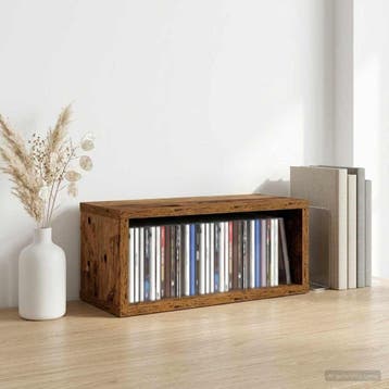 vidaXL CD Opslagrek Eikenhout 40 x 17 x 17 cm Bewerkt hout, Verzenden, Nieuw