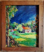 Escuela expresionista española (XX) - Doble óleo paisaje