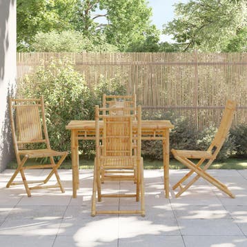 vidaXL 5-delige Tuinset bamboe, Verzenden, Tuinset
