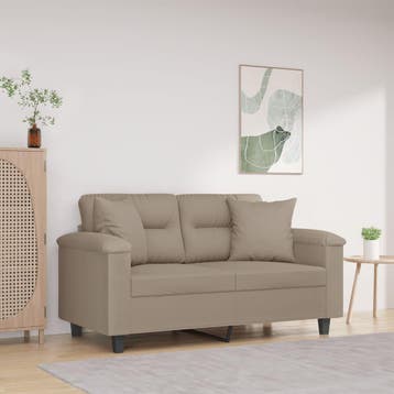 vidaXL Tweezitsbank met kussens 120 cm microvezelstof taupe, Verzenden, Nieuw
