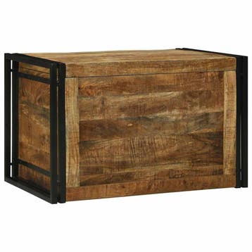 vidaXL Opbergbox Bruin en Zwart 80 x 50 x 50 cm Ruw mango, Verzenden, Nieuw
