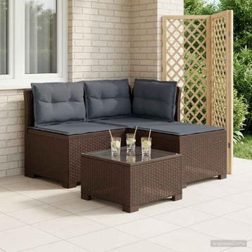 vidaXL 3-Zits Tu bank met Kussens Rattan Look 3-zits PP, Verzenden, Nieuw