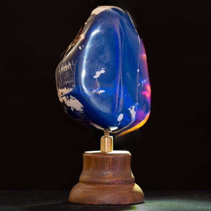 Blauwe ambermonster - Sumatra - Ambra Blue Indonesiana Ambra, Verzamelen, Mineralen en Fossielen