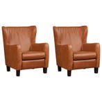 Set van 2 Leren fauteuils Hug - Vintage Cognac (cognac) -, Maison & Meubles, Fauteuils, Ophalen of Verzenden