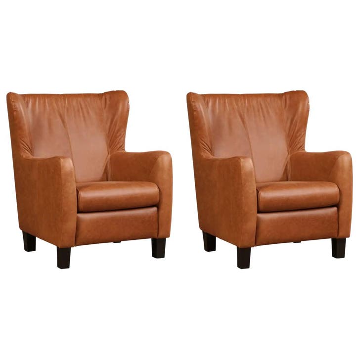 Set van 2 Leren fauteuils Hug - Vintage Cognac (cognac) -, Maison & Meubles, Fauteuils, Enlèvement ou Envoi