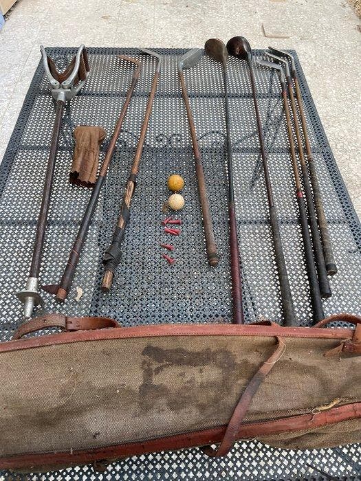Vintage 1920s-1940s golf club set - Golftas, Verzamelen, Overige Verzamelen