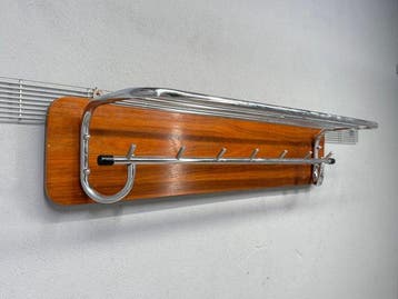 Porte-manteau - Bois, Chrome - Porte-manteau mural vintage –