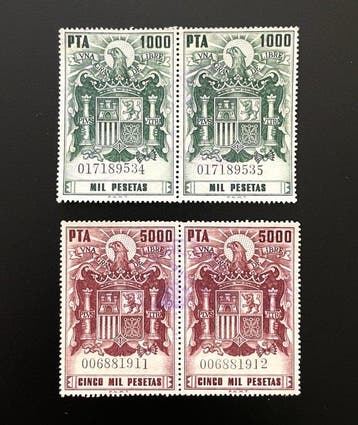 Espagne - Série complète de timbres fiscaux + feuillet et