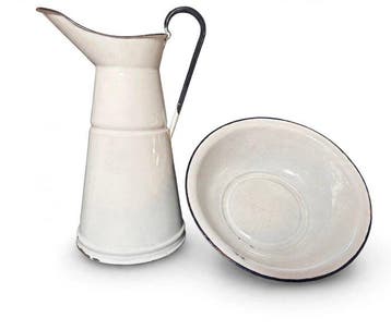 Industrieel design Toiletset (2) - Smalterie metallurgiche, Antiek en Kunst